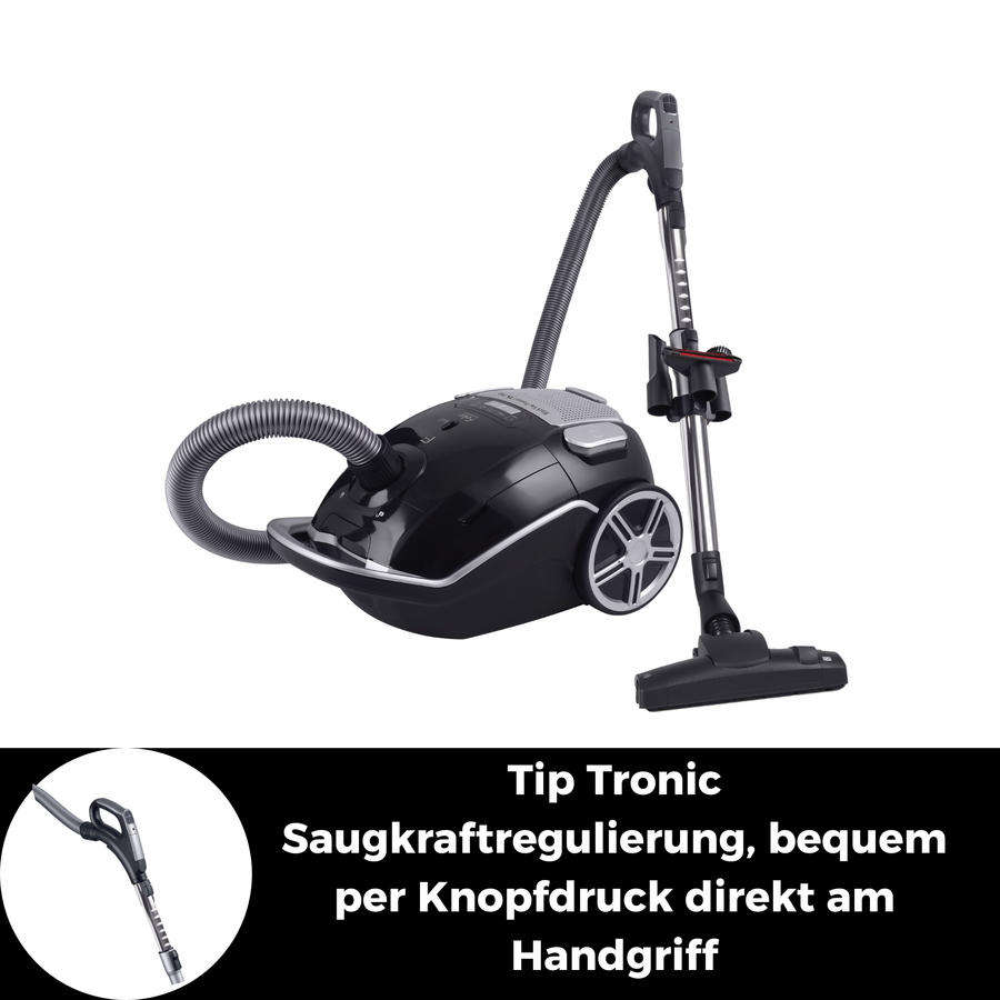 Staubsauger mit Tip Tronic Saugkraftregulierung, bequem per Knopfdruck direkt am Handgriff