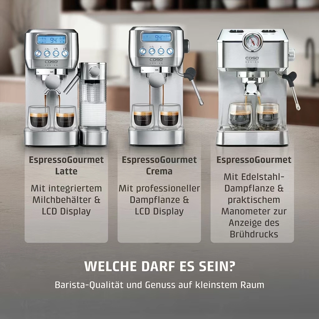 CASO Design Espresso Gourmet Siebträgermaschine 19 Bar Edelstahl Kaffee NEU