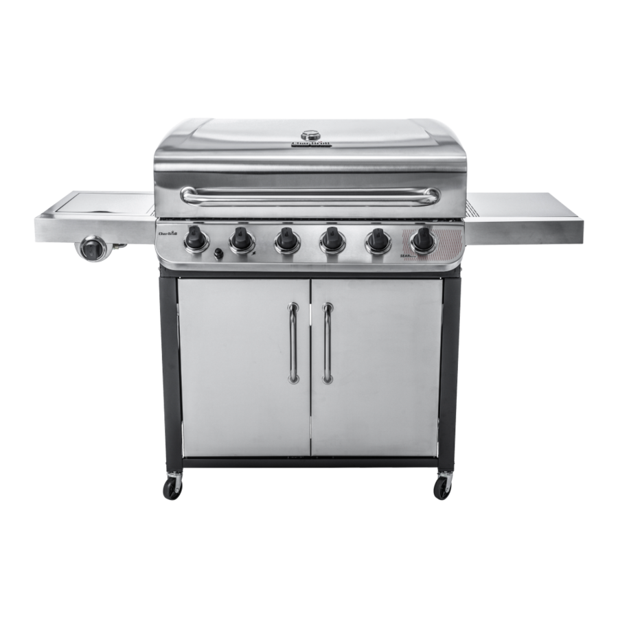 Edelstahl-Gasgrill mit Schrank und Rädern, perfekt für den Außenbereich.