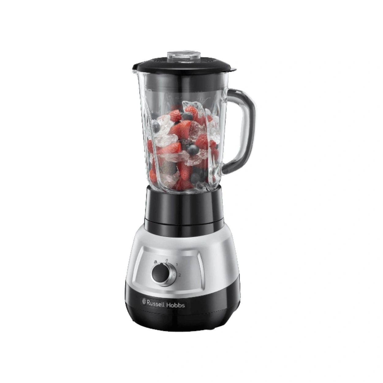 Russell Hobbs Standmixer mit Beeren und Eiswürfeln in Glasbehälter