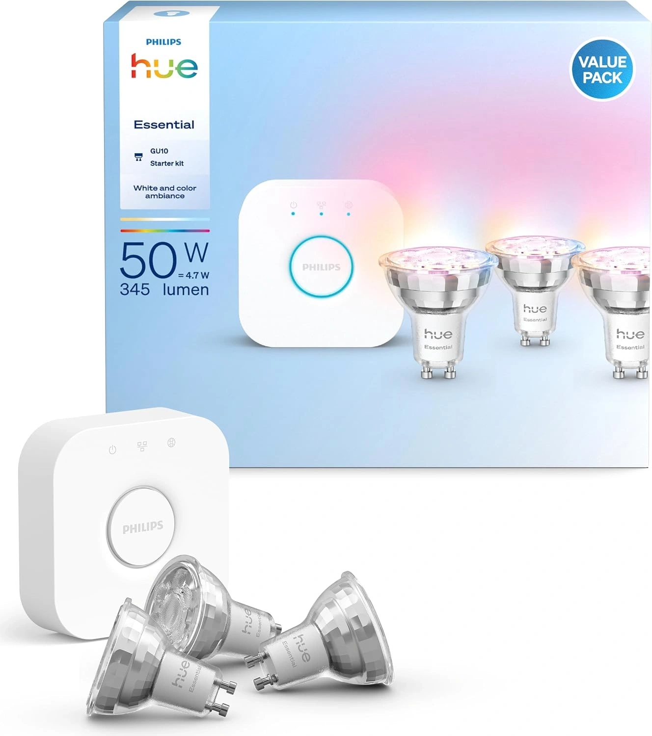 PHILIPS Hue 3x LED GU10 Reflektor PAR16 4.7W inkl. Hue Bridge Smart Beleuchtung