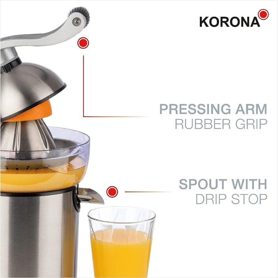 KORONA Zitruspresse 27050 350ml 130Watt Edelstahlgehäuse langlebig Silber NEU
