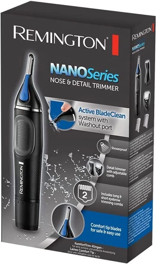 Remington NanoSeries Nasen- und Detailtrimmer mit Active BladeClean System und Zubehör.