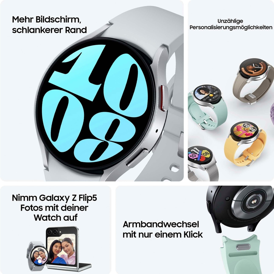 SAMSUNG Smartwatch Watch 6 Wear OS OLED Bluetooth WiFi silber B-WARE