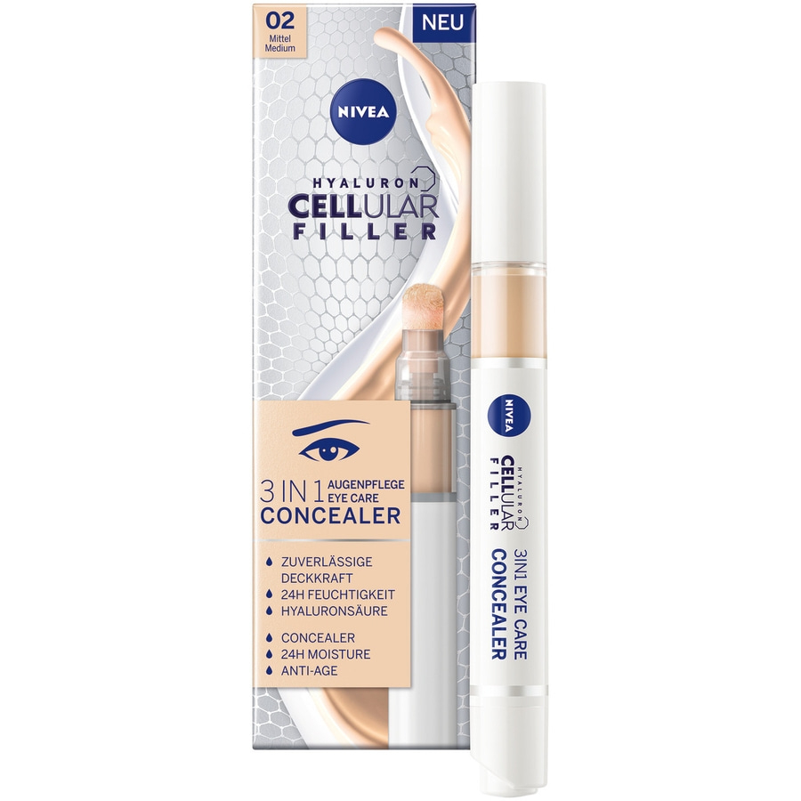 NIVEA Cellular 3in1 Augenpflege Concealer Make-Up Hyaluron 02 Mittel 4ml