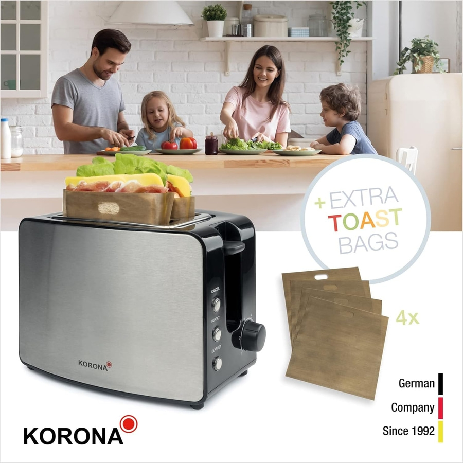 KORONA Doppelschlitztoaster 21250 850W Brötchenaufsatz 6 Stufen Edelstahl NEU