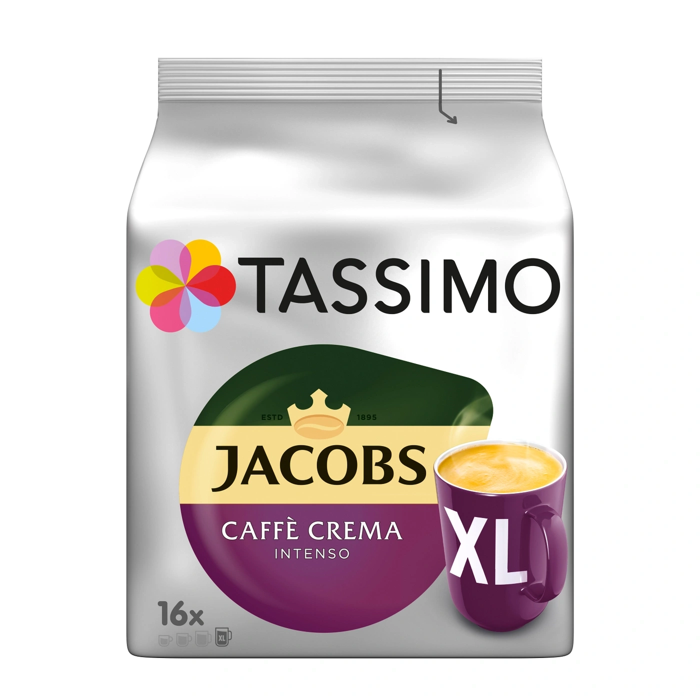 TASSIMO Jacobs Caffè Crema Intenso XL Kaffeepads, 16 Stück.