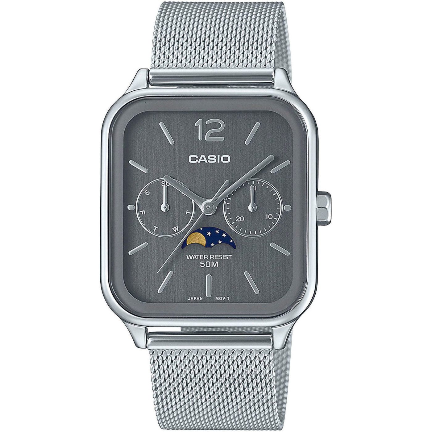 CASIO Armbanduhr MTP-M305M-8AVER Quarz Datum Mondphase 45/34 mm silber B-WARE