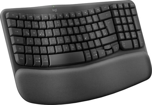 Eine ergonomische Tastatur mit Handballenauflage