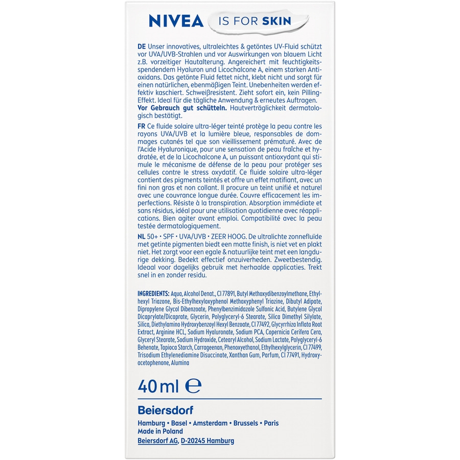 NIVEA SUN UV Gesicht Experte Ultra Light Daily Fluid Heller Hauttyp LSF 50+