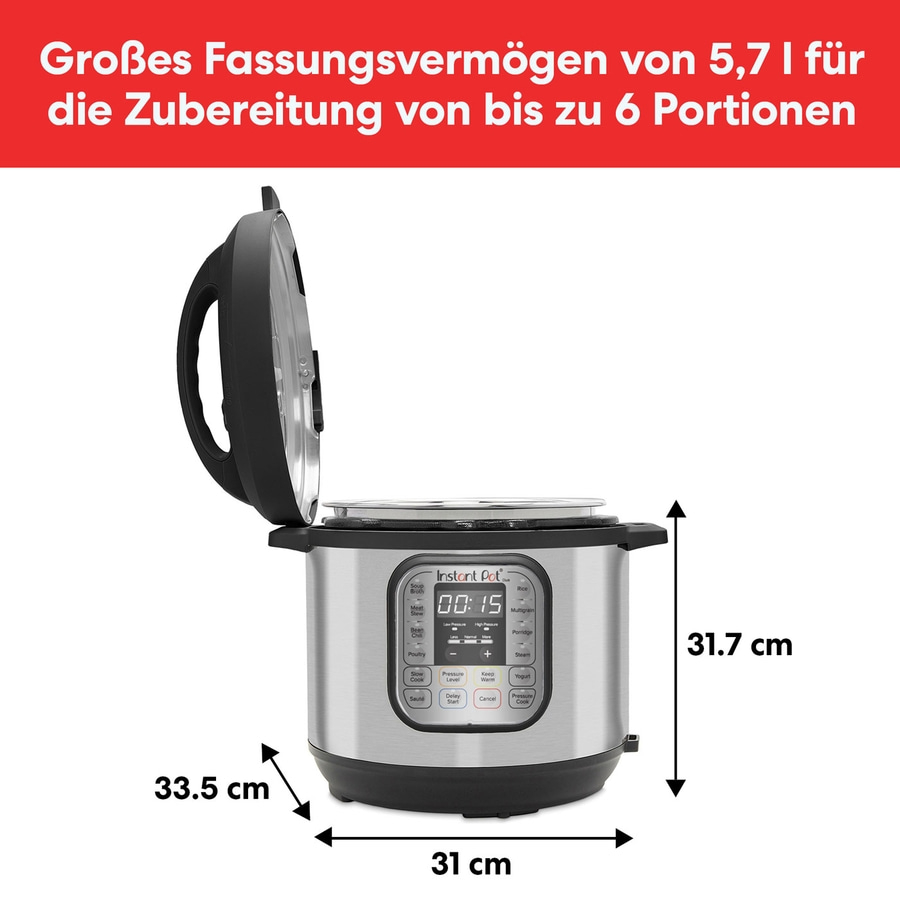 INSTANT POT Duo 7in1 Multikocher Slow Cooker Schongarer 5,7L 1000W silber