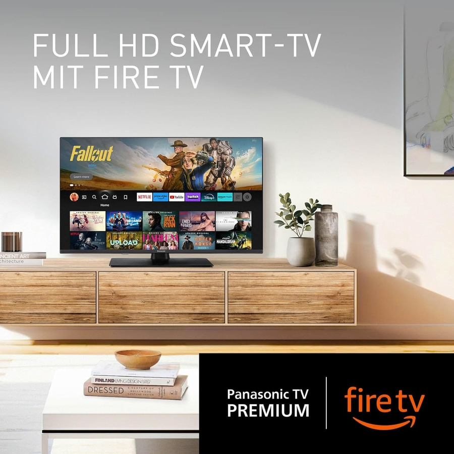 Full HD Smart-TV mit Fire TV, Fallout-Serie auf dem Bildschirm, Panasonic TV Premium