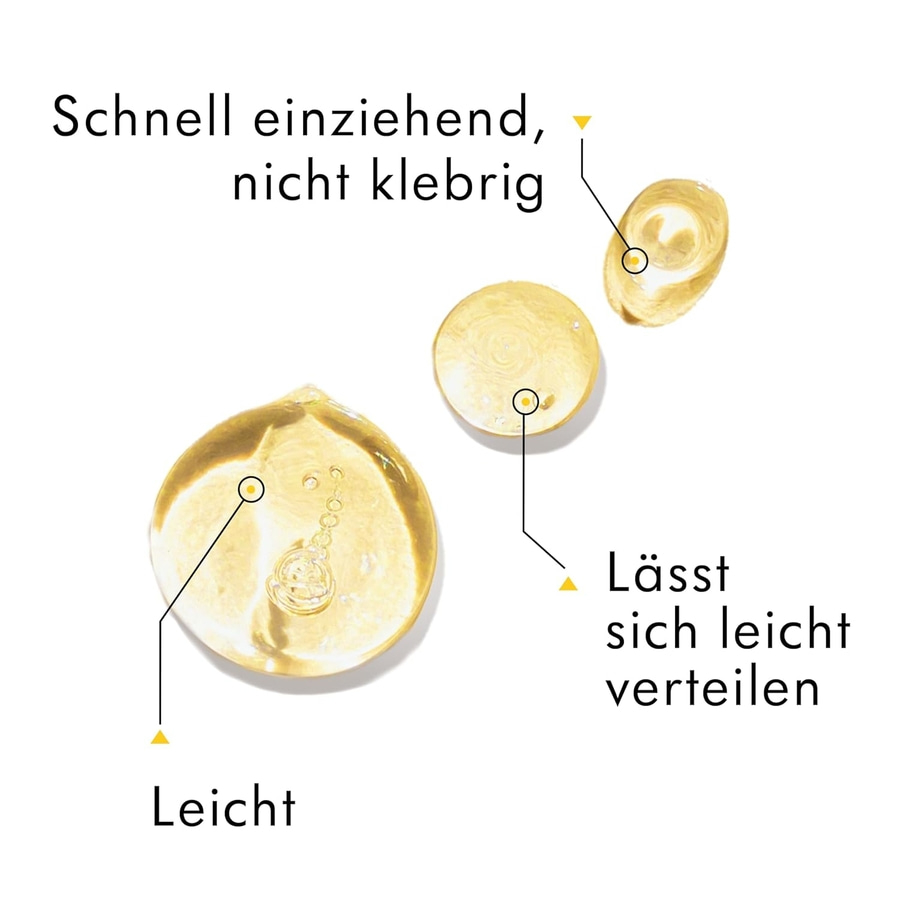 Gel, schnell einziehend, nicht klebrig, leicht verteilbar, leicht.