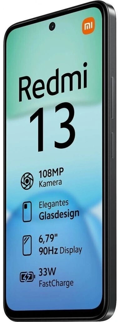 Xiaomi Redmi 13 Smartphone mit 108MP Kamera, Glasdesign, 6,79 Zoll 90Hz Display und 33W FastCharge.