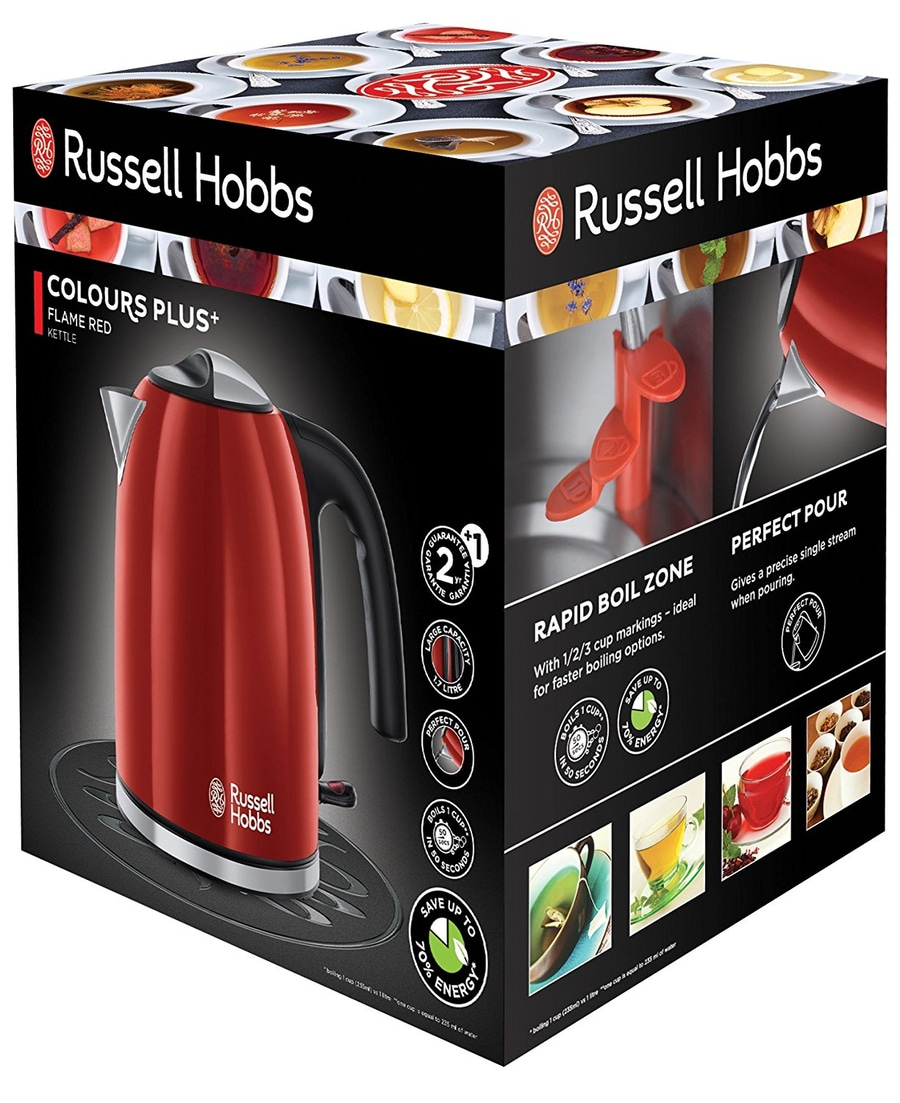 RUSSELL HOBBS Wasserkocher Colours Plus+ Flame Red 20412-70 1,7 Liter 2400 W