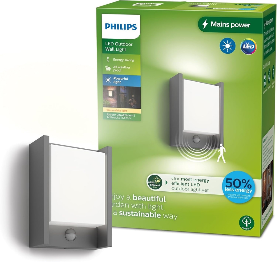 PHILIPS Arbour Wandleuchte Gartenleuchte LED IP44 wetterfest anthrazit