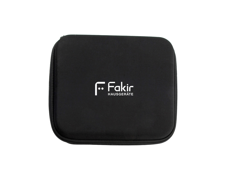 Schwarzetragetasche mit dem Fakir-Logo und dem Schriftzug HAUSGERÄTE