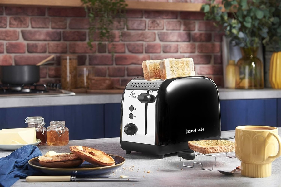 RUSSELL HOBBS Toaster Colours Plus 2 Scheiben 6 Stufen Brötchenaufsatz Schwarz