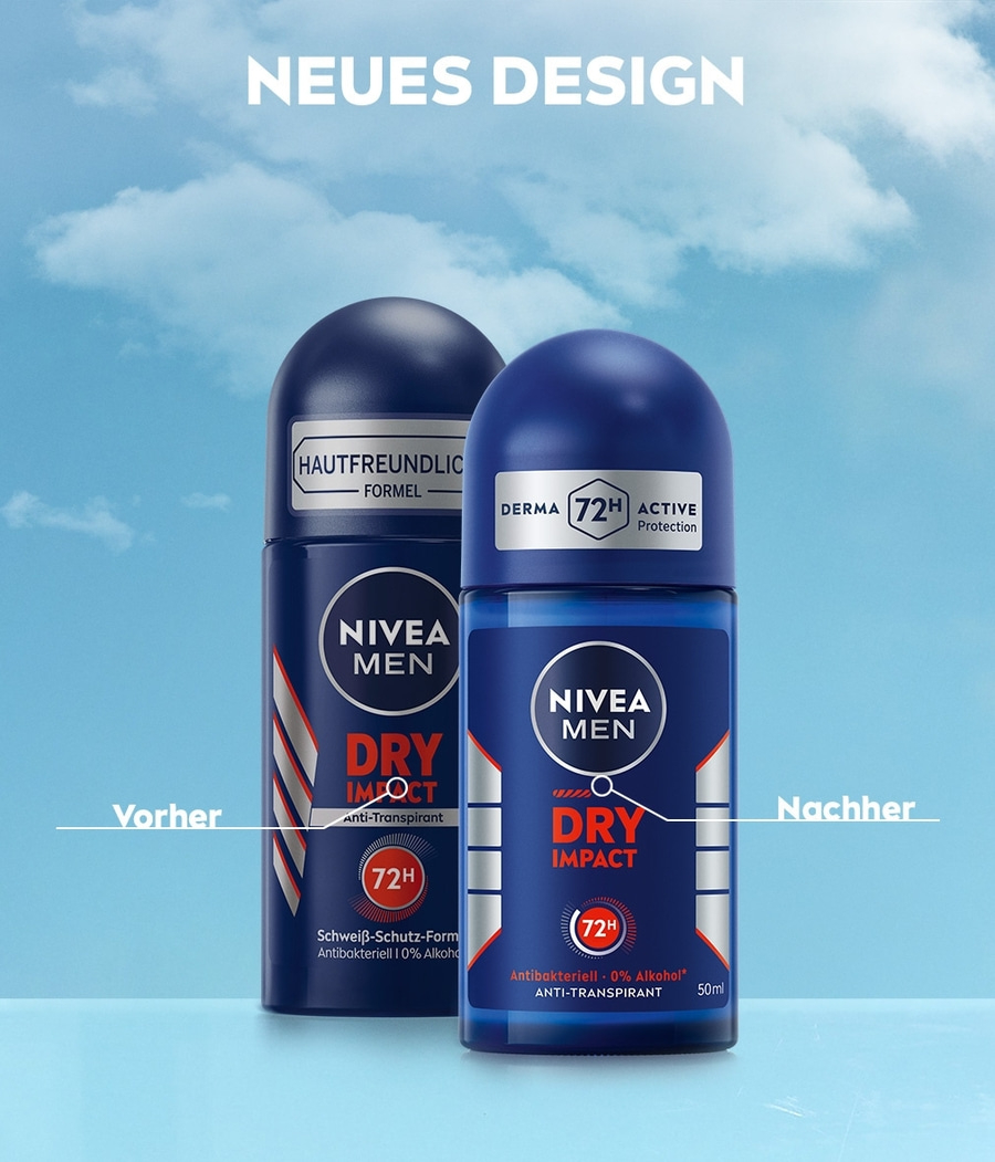 NIVEA MEN Deodorant Dry Impact Deo Roll-On, 6 x 50ml