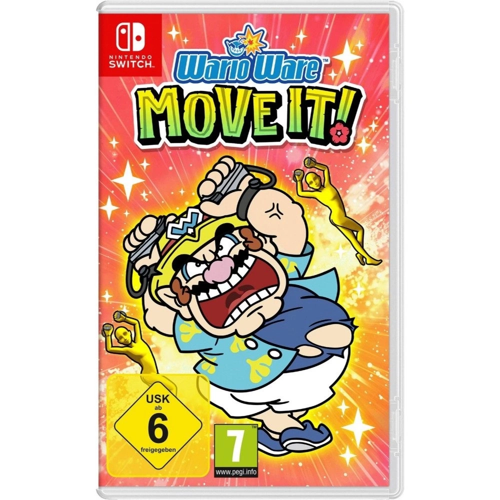 Spielcover "WarioWare: Move It!" für Nintendo Switch, Altersfreigabe 6 und 7.