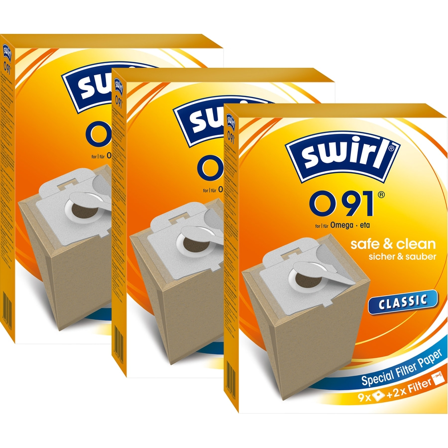 SWIRL Spezialpapier Staubsaugerbeutel O 91 Omega Eta 27 Beutel