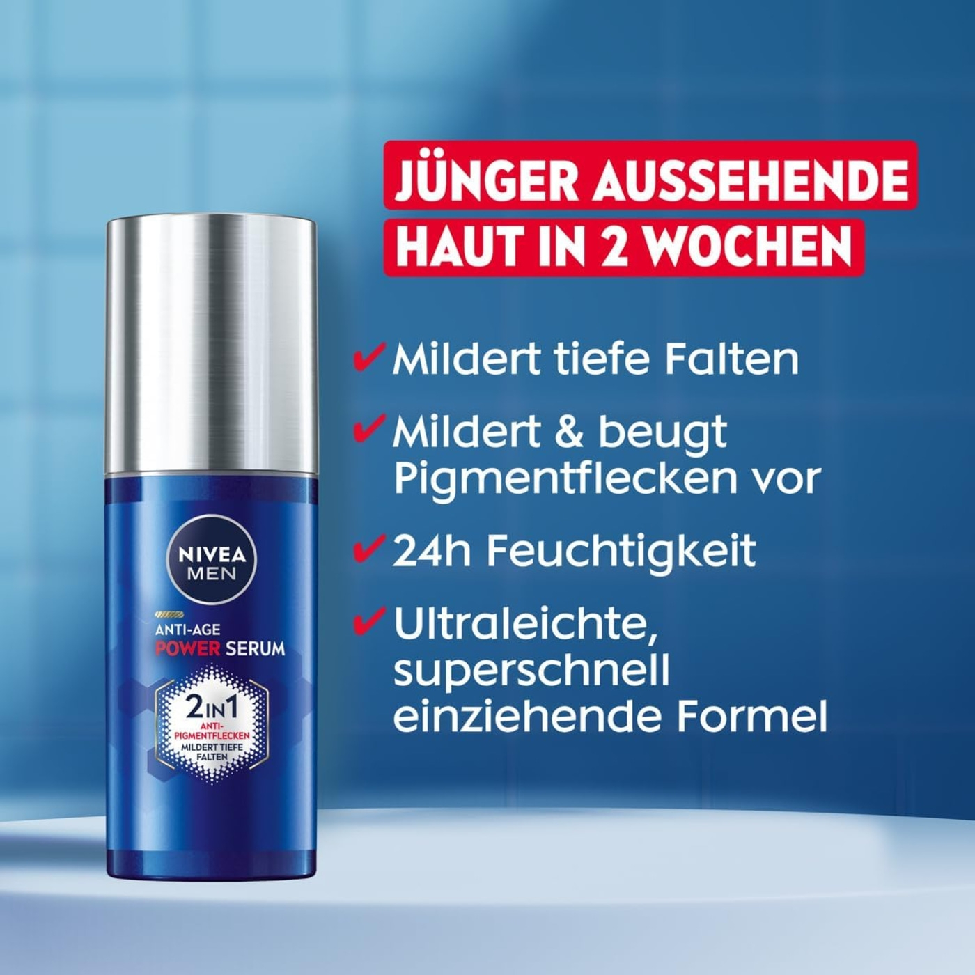 NIVEA MEN Anti-Age 2in1 Power Serum 30ml + 24h Feuchtigkeitscreme 50ml LSF30 Set