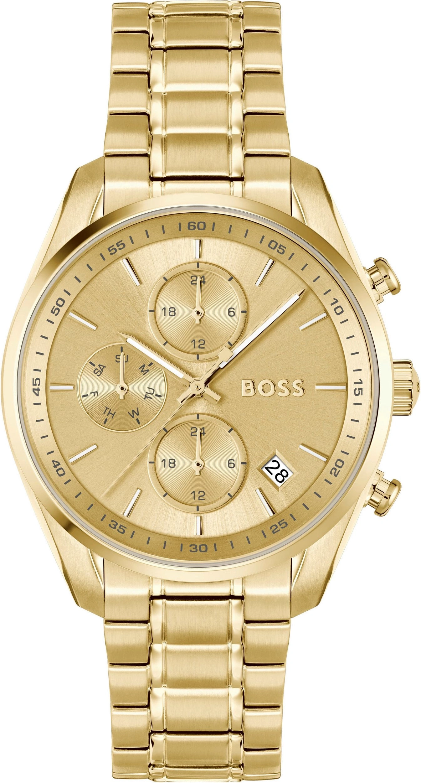 Goldene Herrenuhr mit drei Zifferblättern und einem Armband