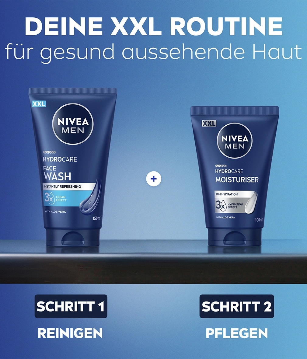 Nivea Men Hydro Care Face Wash und Moisturiser für gesunde Haut