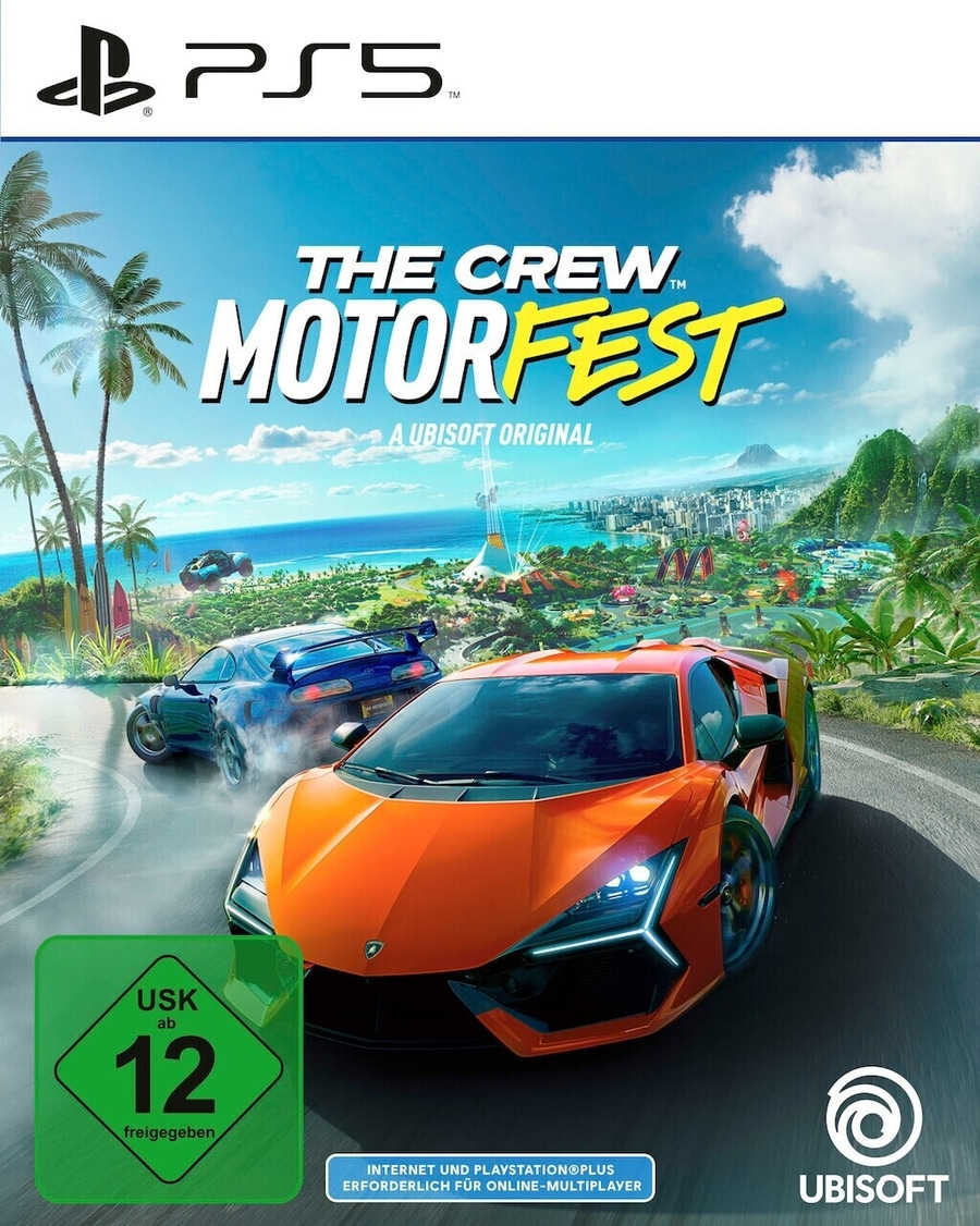 The Crew Motorfest PS5 Spielcover mit Autos und USK-Logo