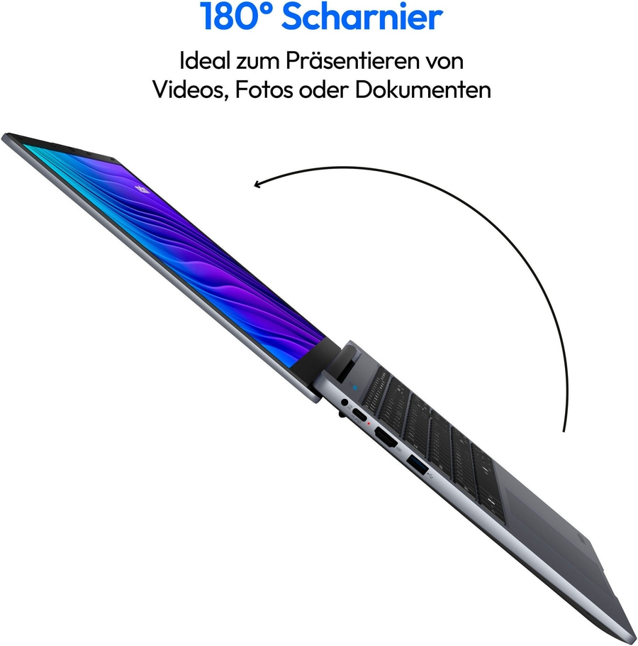 180° Scharnier ideal zum Präsentieren von Videos, Fotos oder Dokumenten