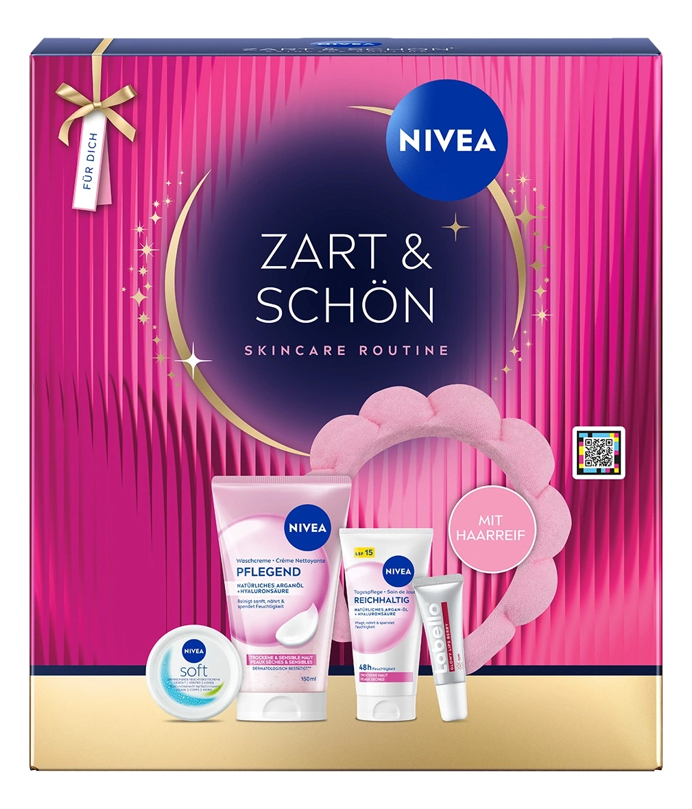 Nivea Zart & Schön Pflegeset mit Haarreif und Lippenpflege.