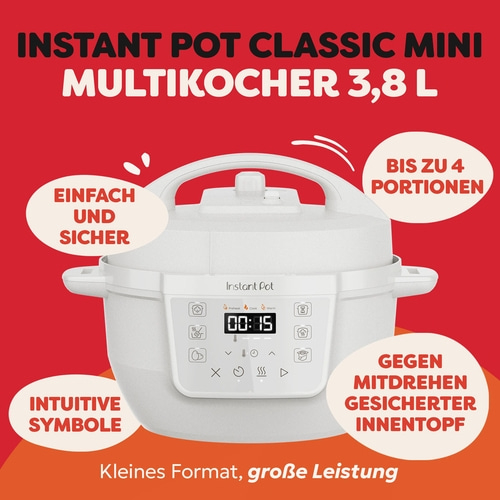 INSTANT POT Classic Mini 7in1 Multikocher 3,8L 800W Slow Cooker Schongarer Weiß