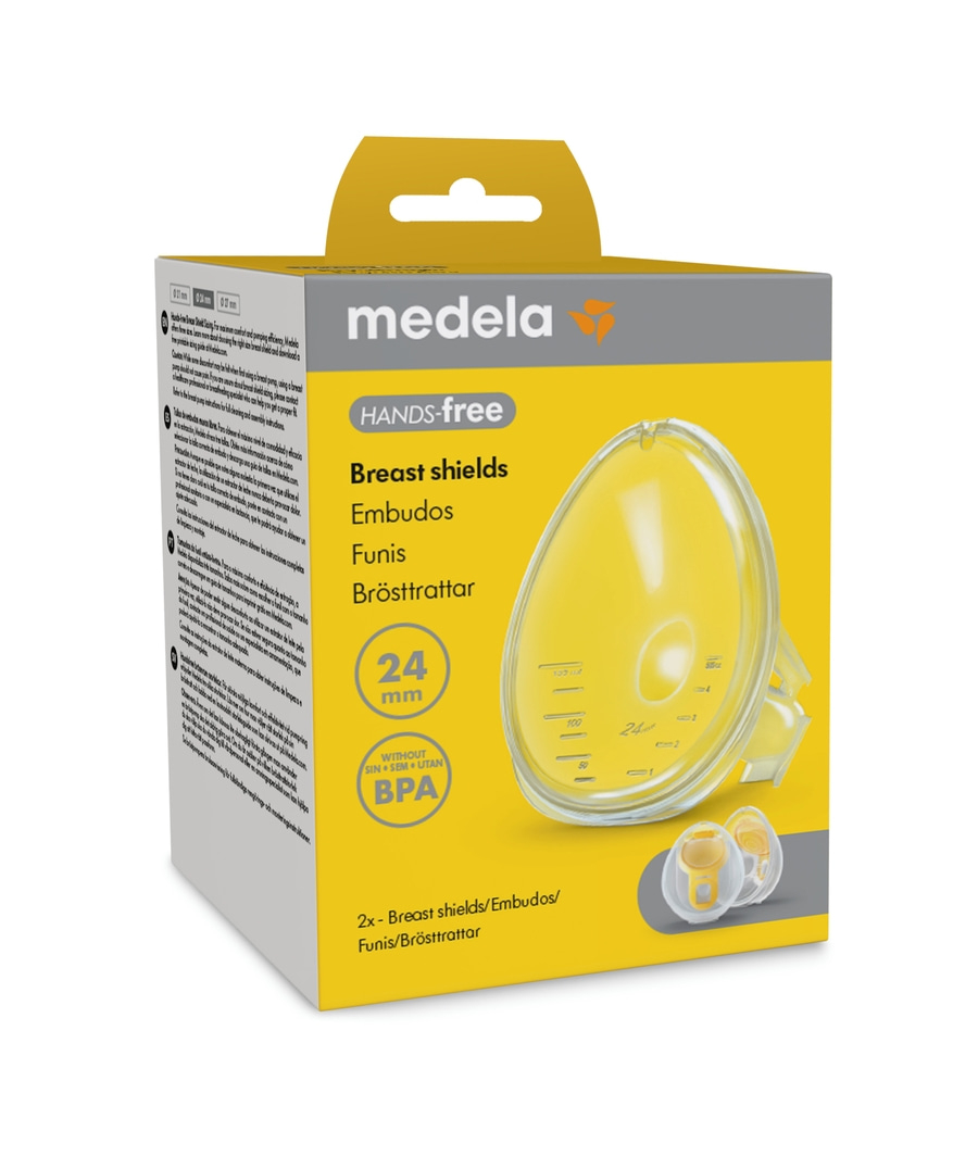Medela Hands-free Brustschilder, 24 mm, BPA-frei, für komfortables Abpumpen, Mutterschaftsbedarf.