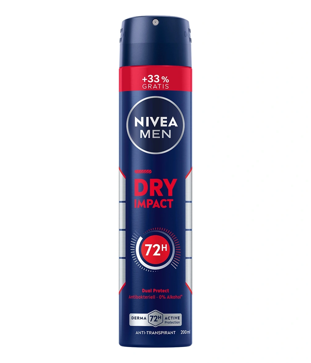 Nivea Men Dry Impact Antitranspirant Spray mit 72h Schutz.