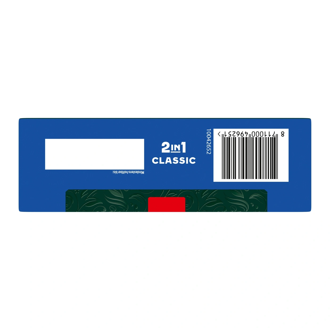 Verpackung mit dem Aufdruck 2IN1 CLASSIC und einem Barcode