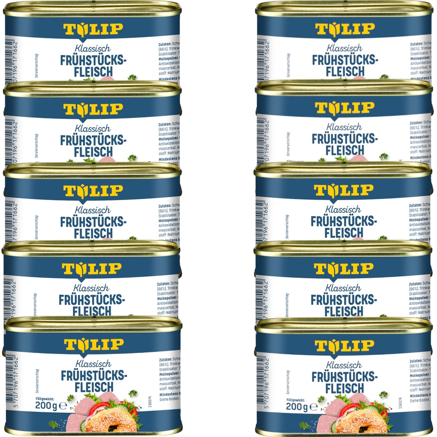 TULIP 10x 200g Frühstücksfleisch Original Dänische Delikatesse in Konservendose