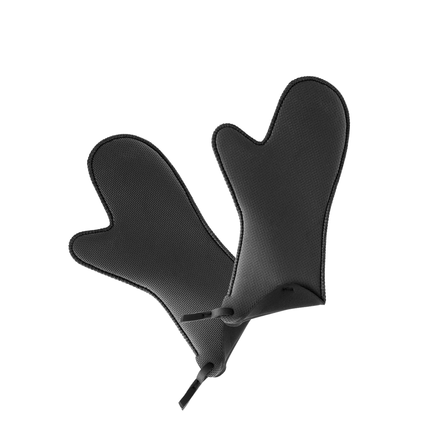 Schwarze Ofenhandschuhe, Textur, isoliert, Küche, Kochen, Hitze, Schutz, Paar, isoliert, Hintergrund