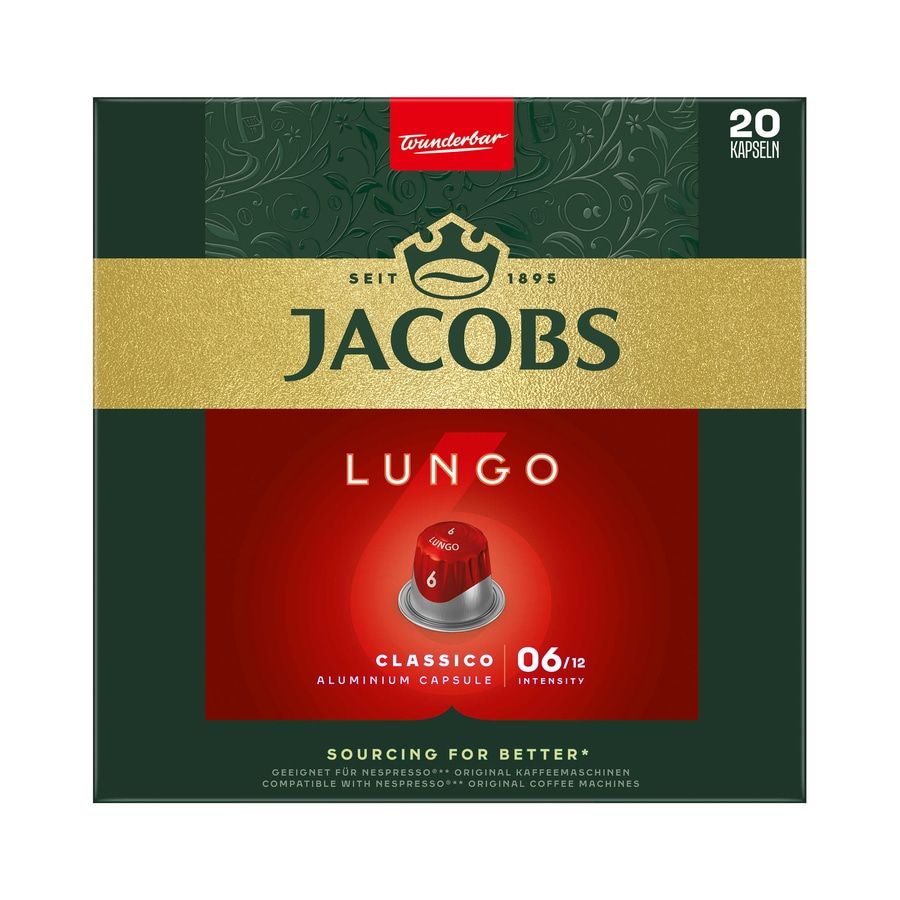 JACOBS Kapseln Lungo 6 Classico & Decaffeinato 6 je 100 Nespresso®* kompatibel