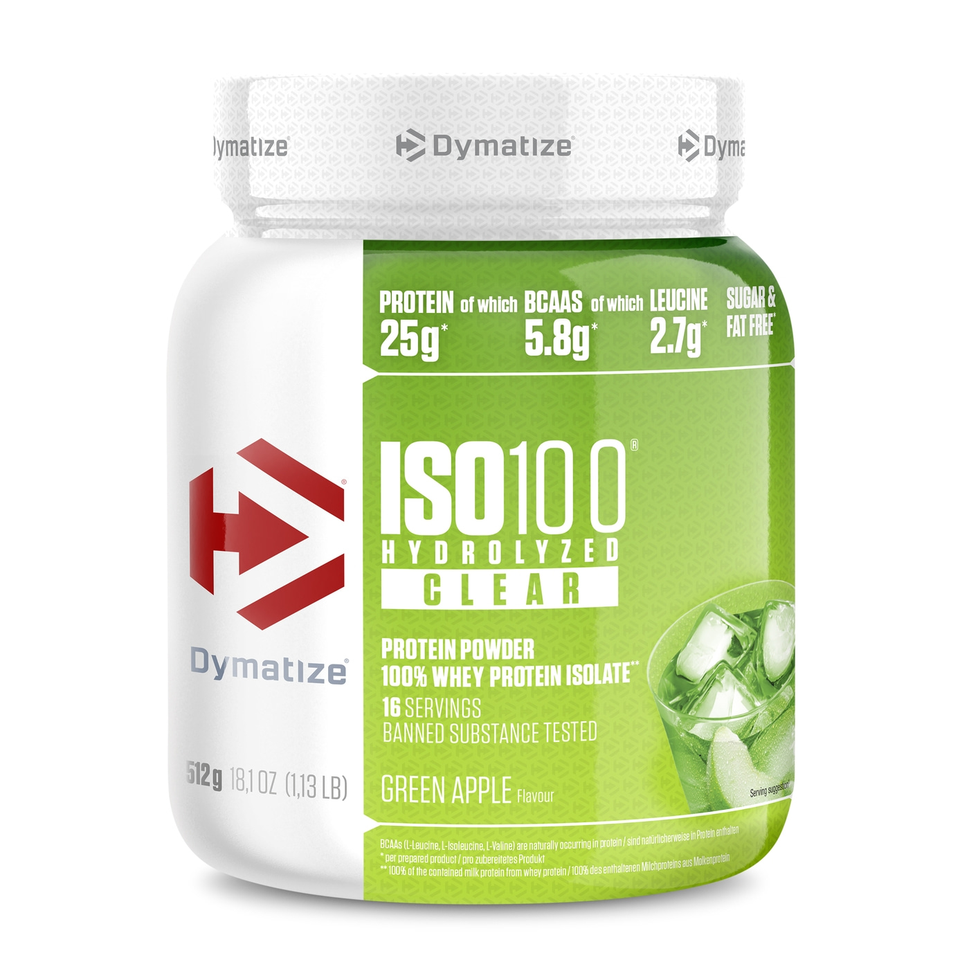 Dymatize ISO 100 Green Apple Whey Protein Isolate, 512g