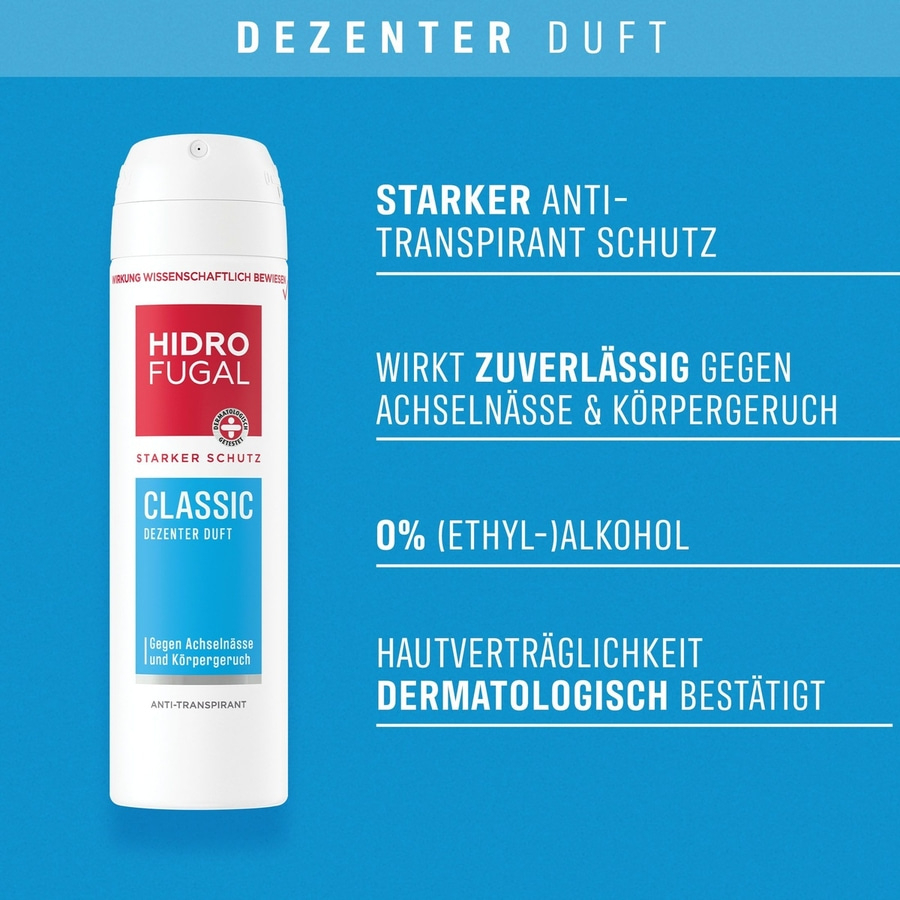 HIDROFUGAL Deo-Spray CLASSIC Starker Anti-Transpirant Schutz 4 x 150 ml