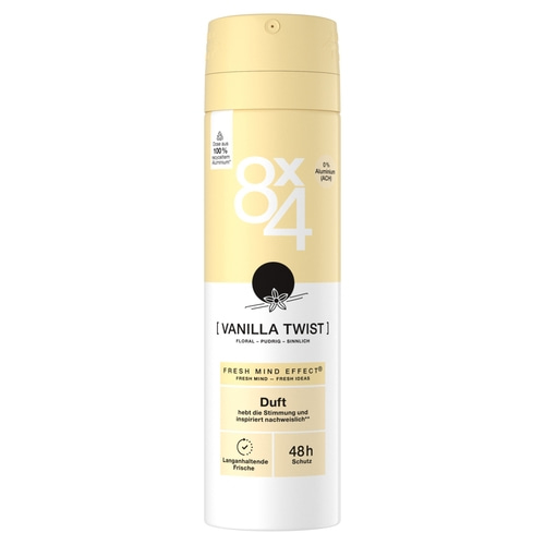 8x4 Deo Spray Vanilla Twist 6 x 150ml Fresh Mind Effect® und 48h Schutz