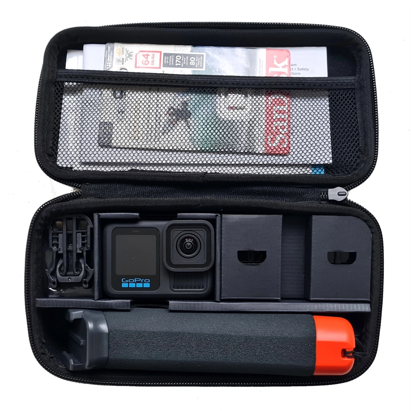 GoPro-Zubehörkoffer mit Kamera und Griff