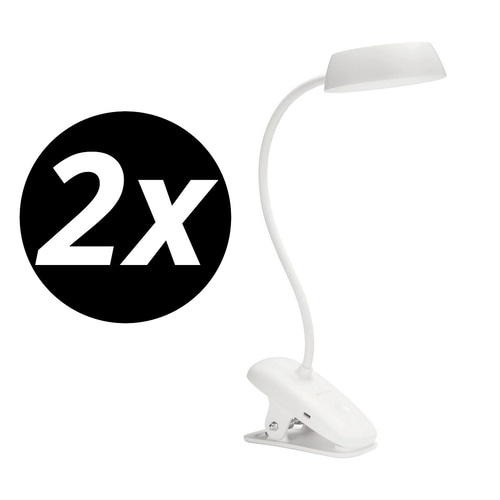 2x PHILIPS LED-Akku-Tischlampe DSK201 Klemmleuchte Schreibtischleuchte
