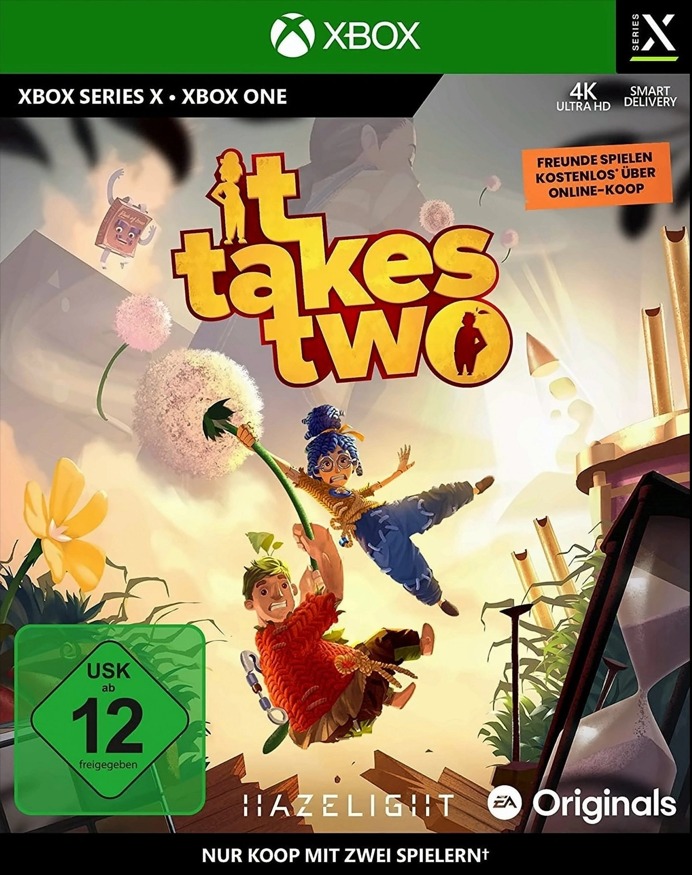Spielcover von It Takes Two für Xbox Series X und Xbox One mit der Altersfreigabe USK ab 12.