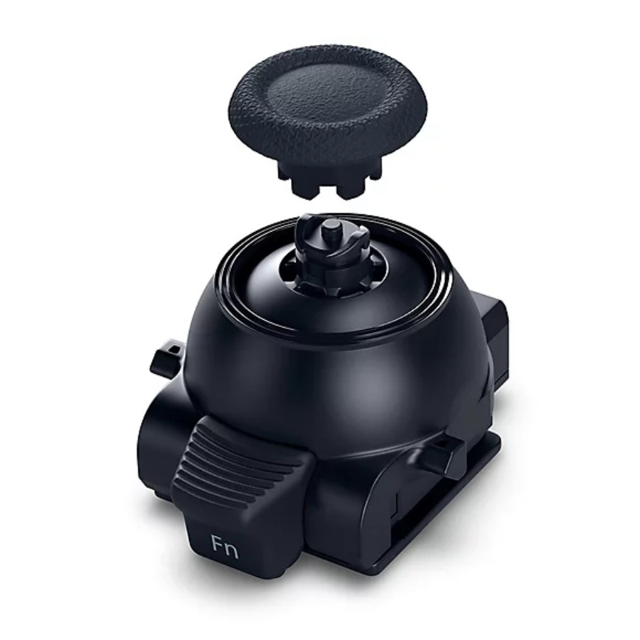 Schwarzer Joystick-Knopf und Basis, abnehmbar, für Gaming-Controller, Nahaufnahme.