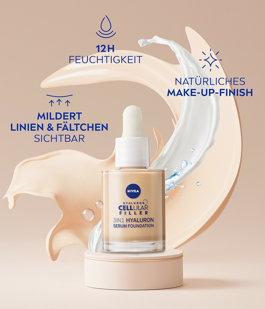 Nivea Cellular Filler Serum Foundation, 12H Feuchtigkeit, natürliches Make-up-Finish