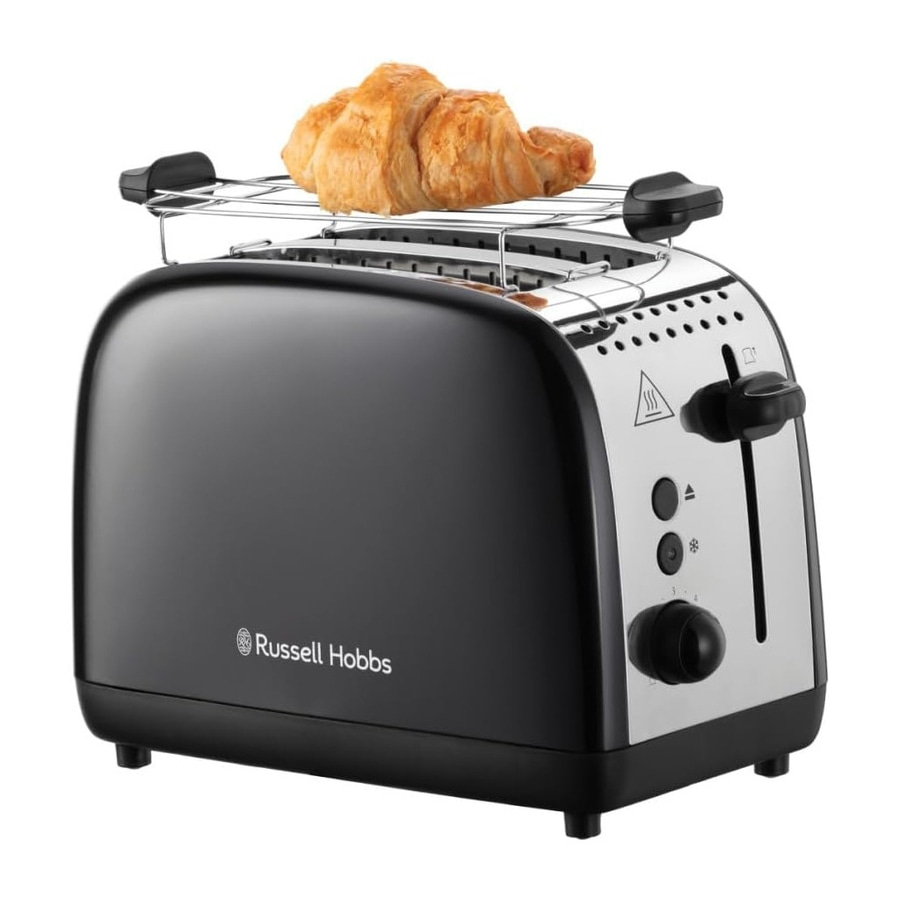 RUSSELL HOBBS Toaster Colours Plus 2 Scheiben 6 Stufen Brötchenaufsatz Schwarz