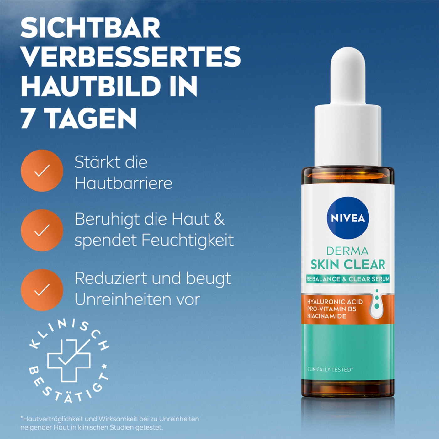 NIVEA Derma Skin Clear Serum, verbessert Hautbild in 7 Tagen.