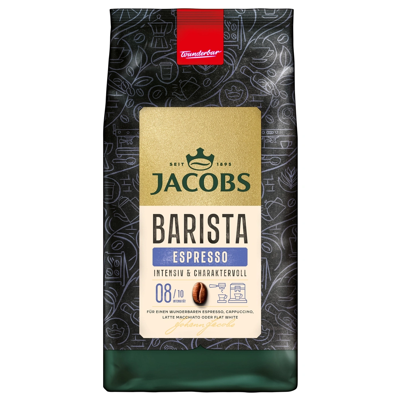 Jacobs Barista Espresso Kaffee-Packung mit intensivem und charaktervollem Geschmack.