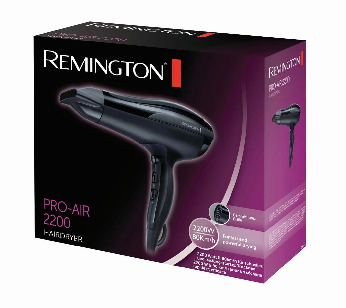 Remington Pro-Air 2200 Haartrockner, 2200W, 80Km/h, schnelles Trocknen, leistungsstark